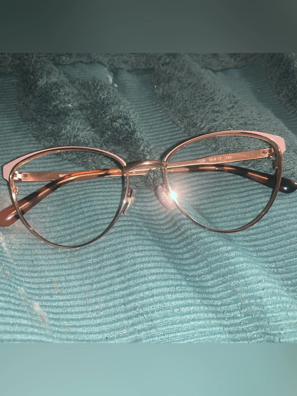 Michael Kors Rose Gold Rhinestone Metal Glasses Frames MK 1108 Cat Eye 55-17